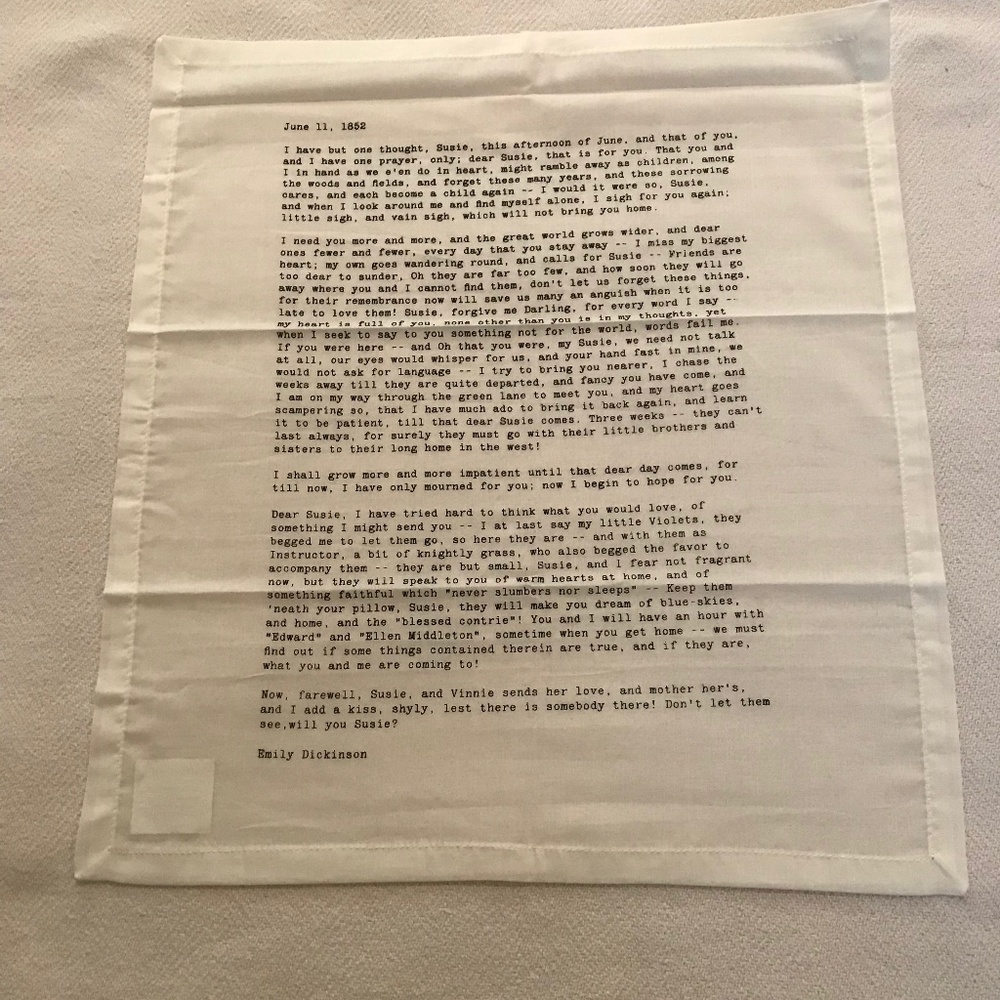 Sir/Madam Love Letter Napkins 100% Cotton Emily Dickinson